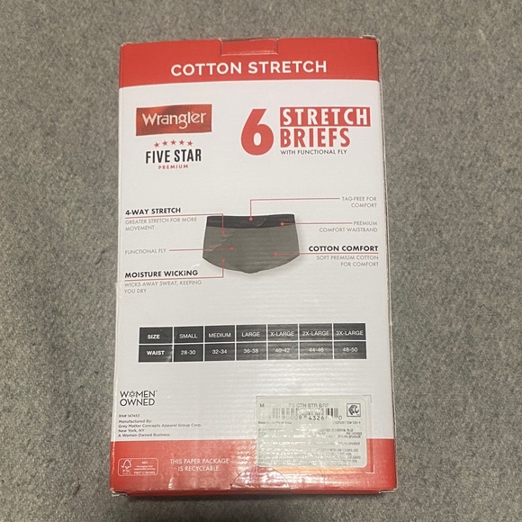 Wrangler Men's Stretch Briefs - Red, Blue, Gray Pack - Picture 2 of 3